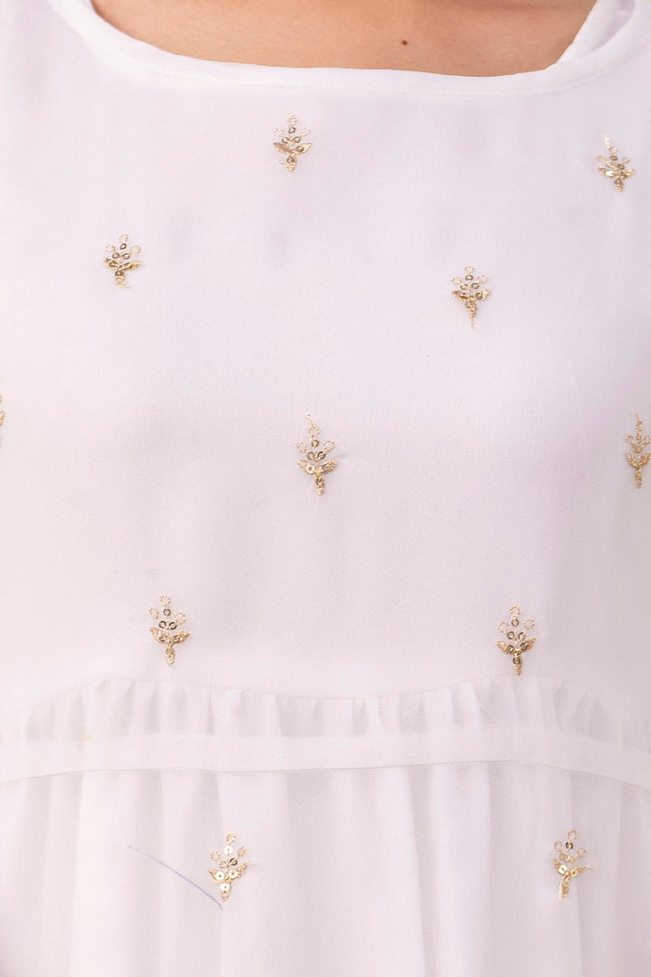 White Embroidered Flared Dress with Jacket