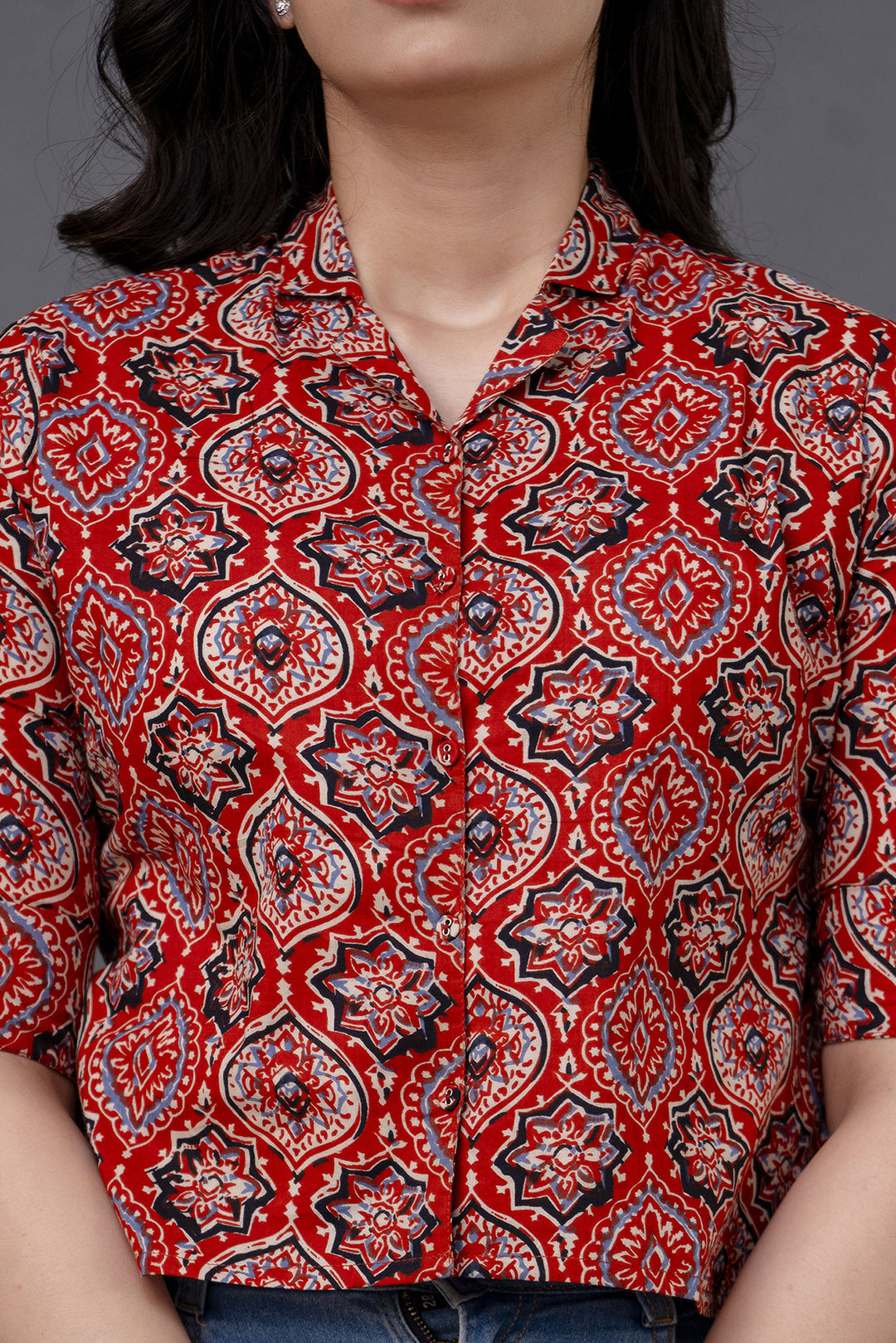 Maroon Printed Straight Top