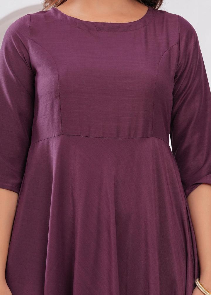 Purple Flared Dress with Dupatta