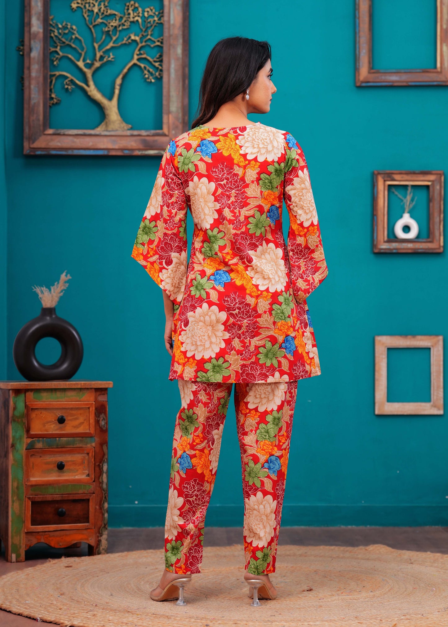 Red Floral Printed Co-Ord set