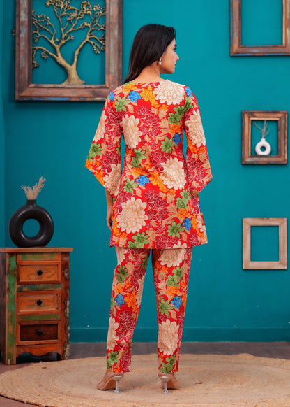 Red Floral Printed Co-Ord set