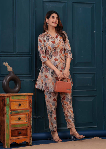 Beige Printed Co-Ord set