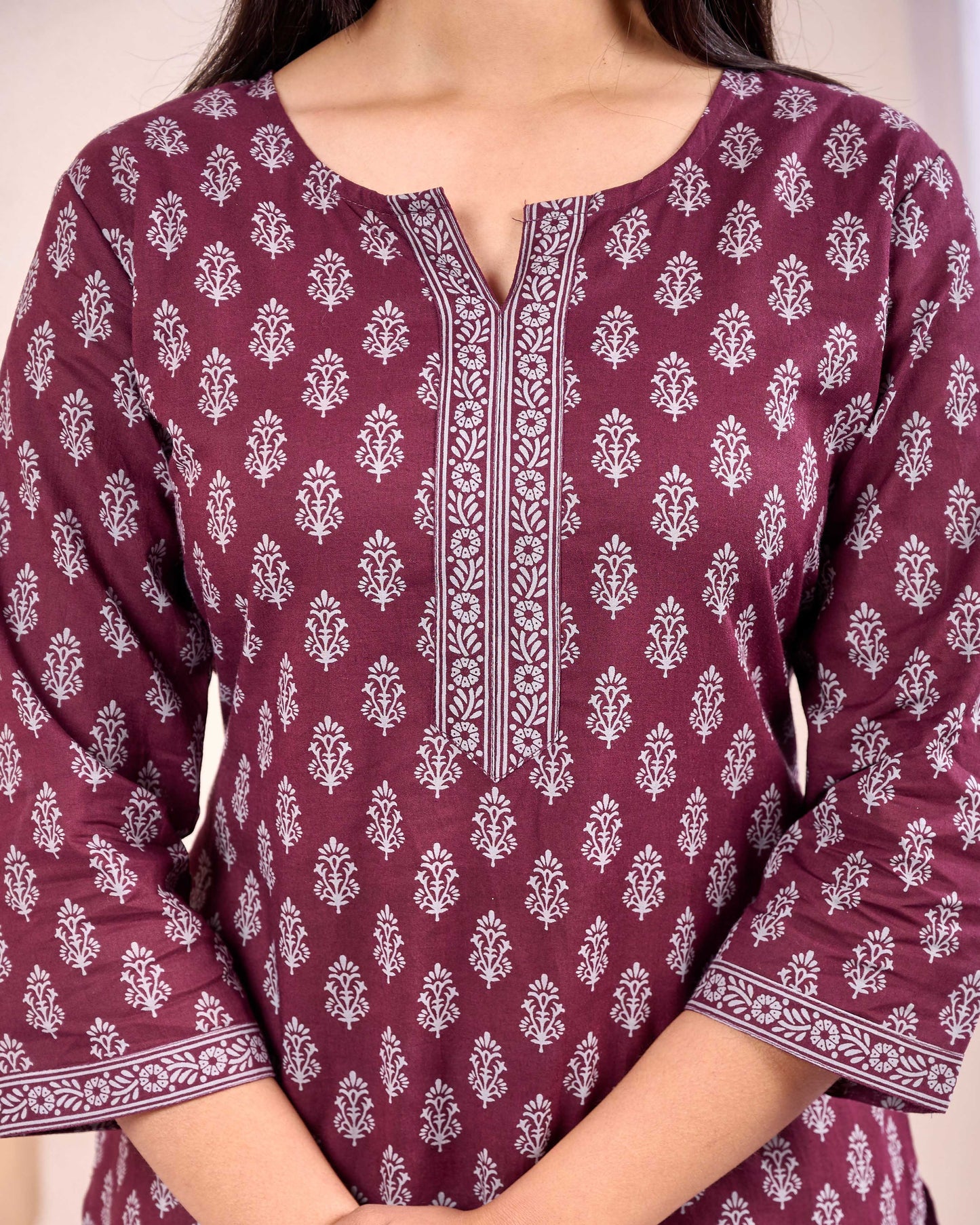 Burgundy Printed Straight Tunic
