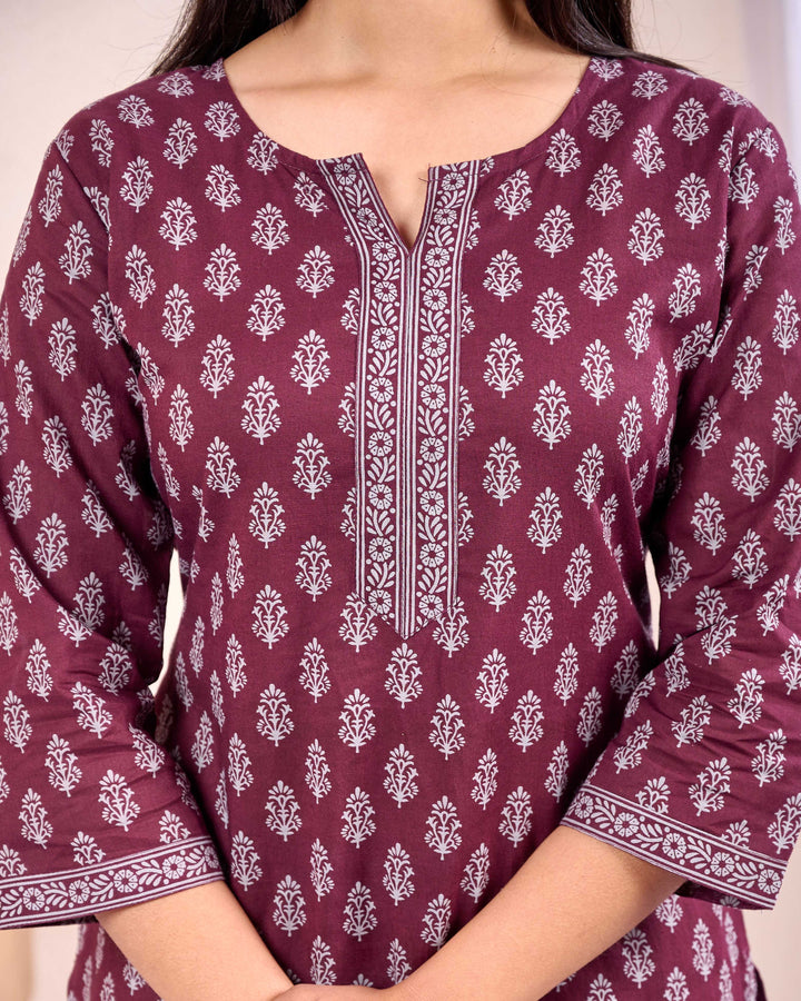 Burgundy Printed Straight Tunic