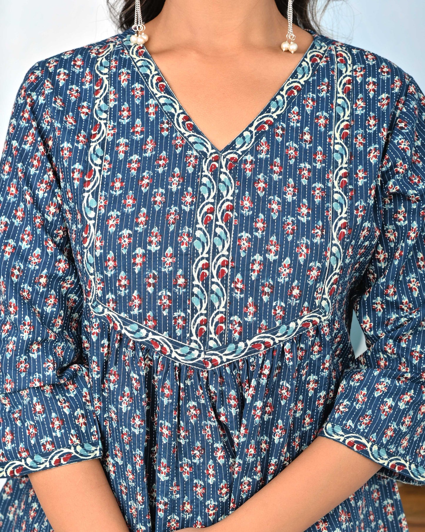 Blue Ethnic Printed Flared Tunic