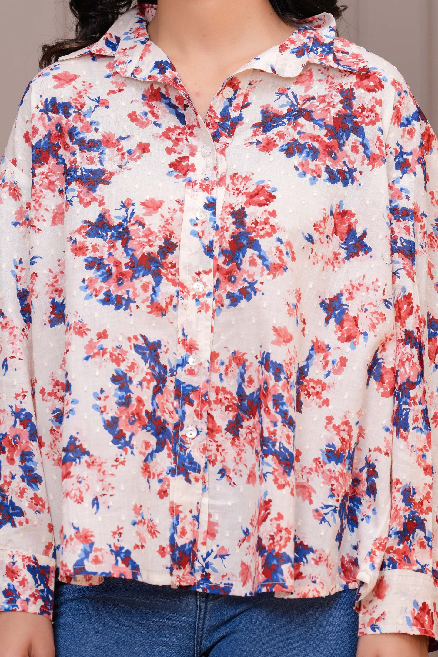 Off White Floral Printed Top