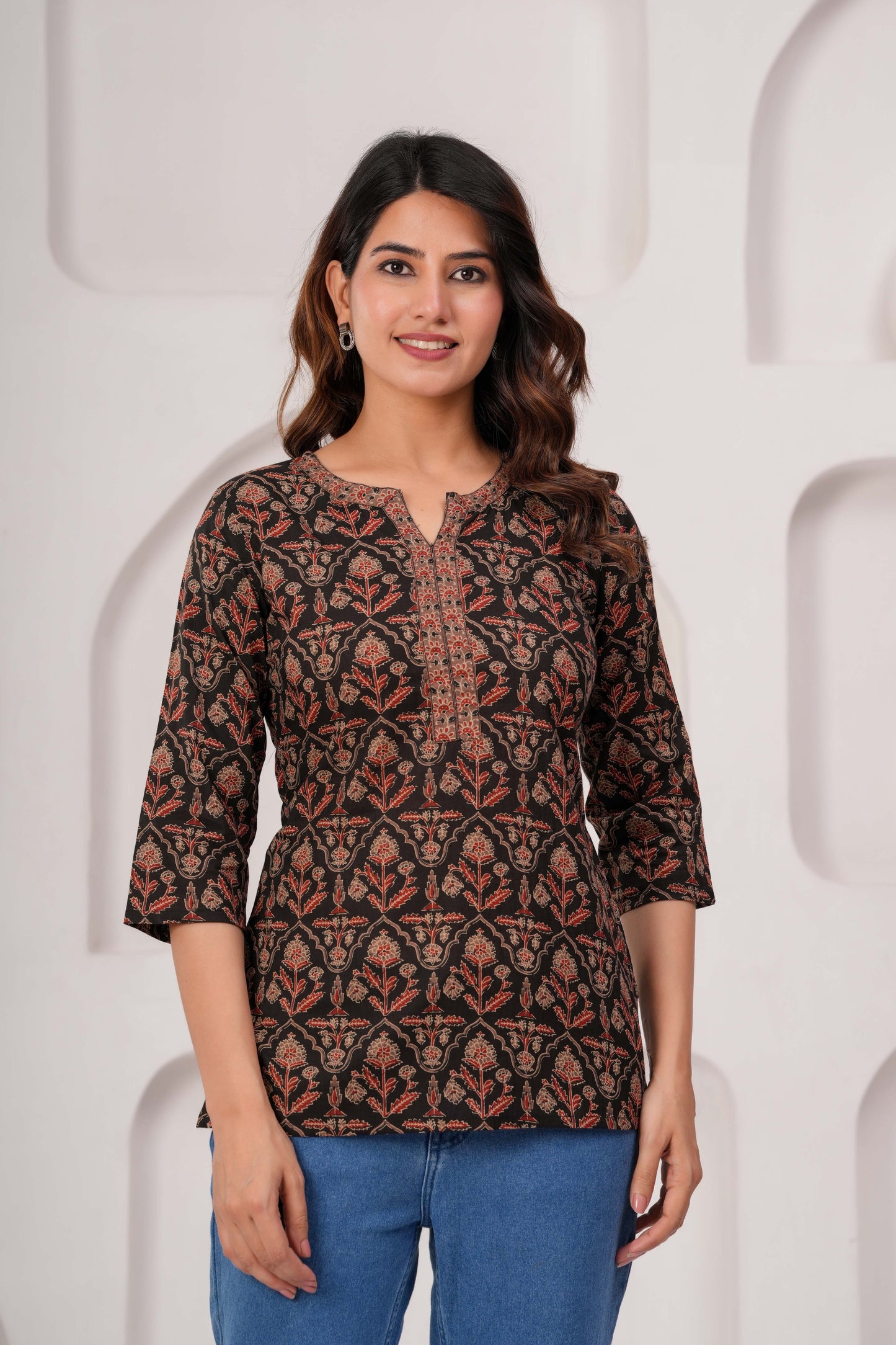 Black Printed Straight Tunic