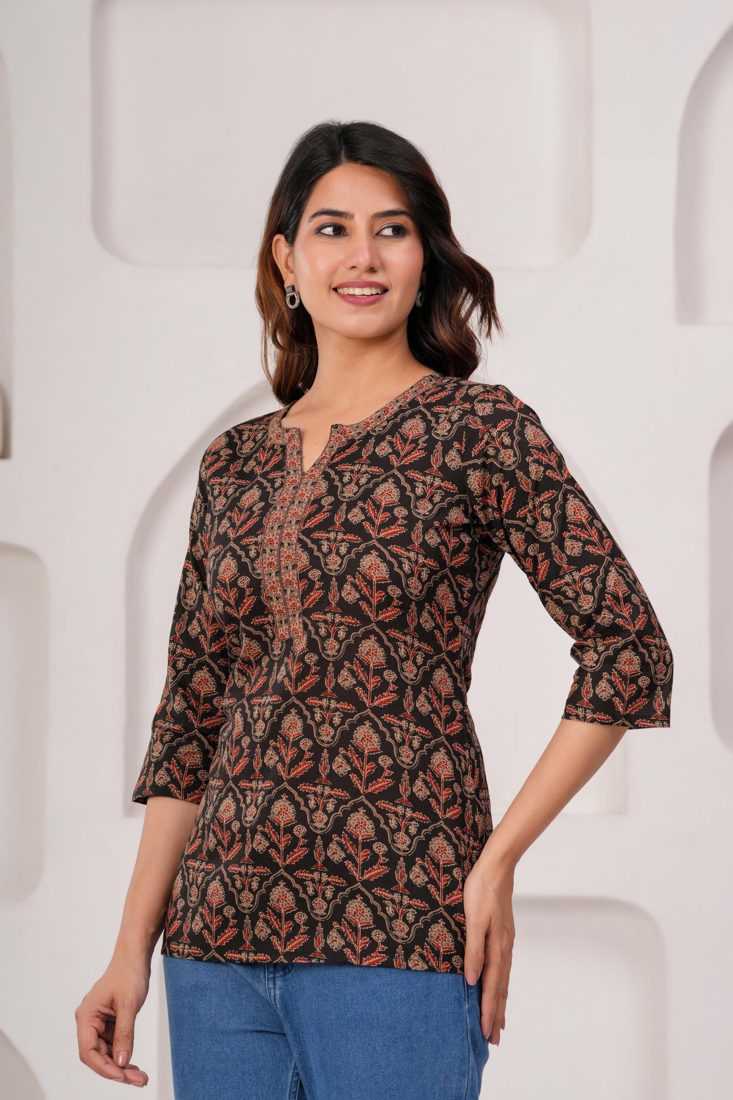 Black Printed Straight Tunic
