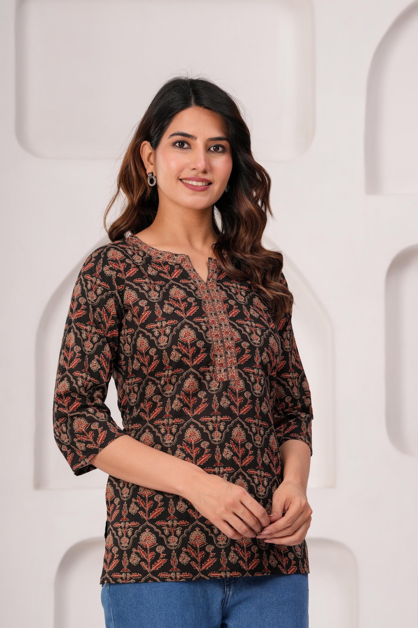 Black Printed Straight Tunic