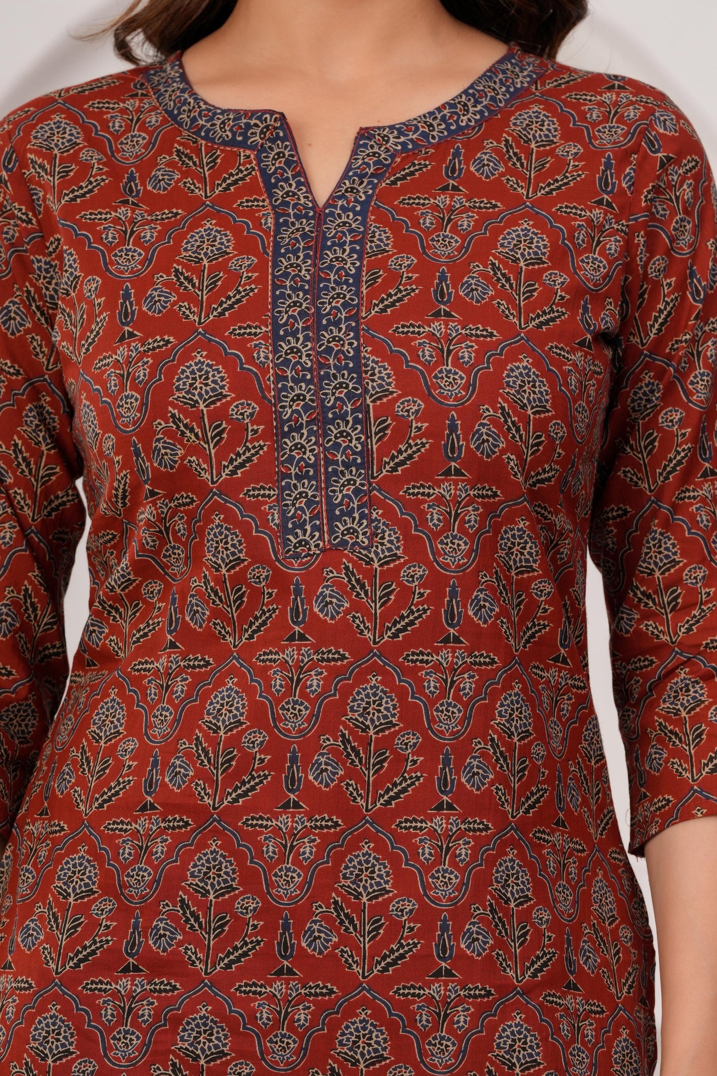 Maroon Printed Straight Tunic