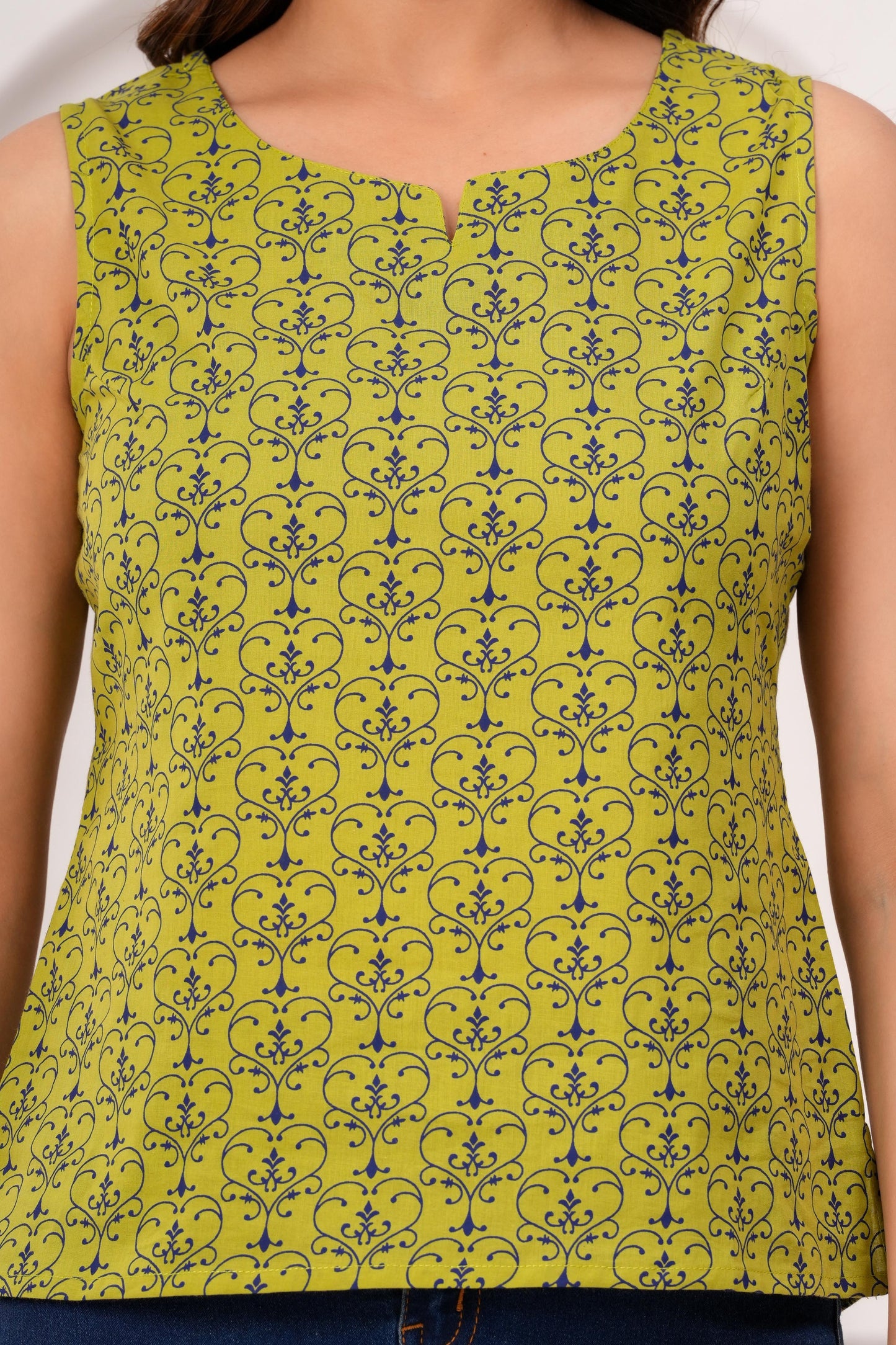 Green Printed Straight Top