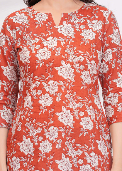 Rust Floral Printed Tunic