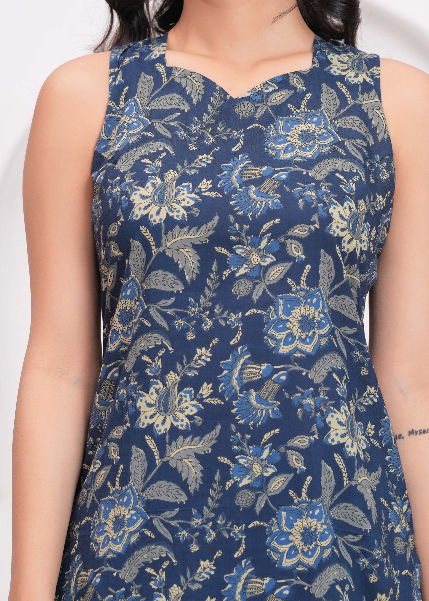 Blue Floral Printed Kurta Set With Dupatta