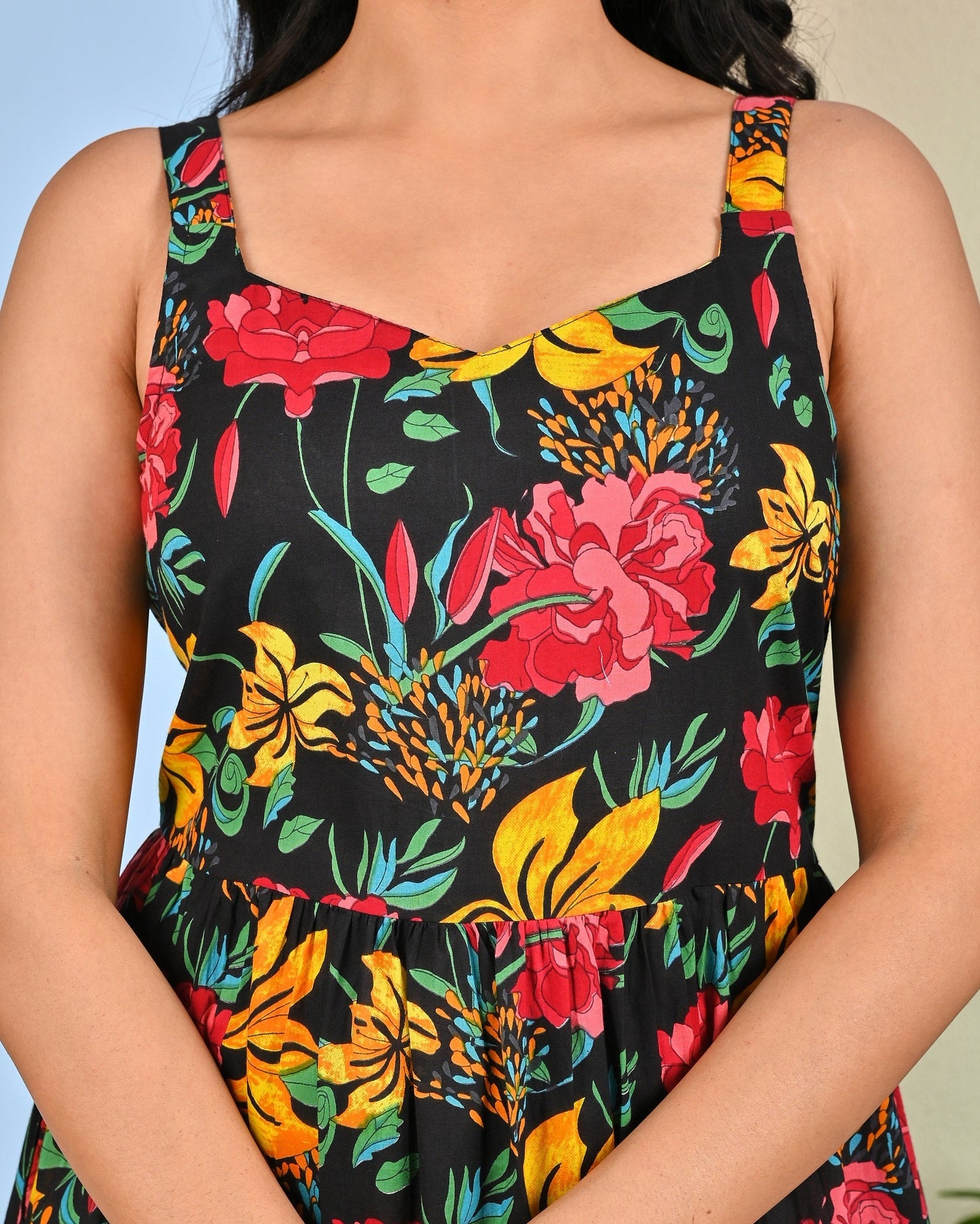 Black Floral Printed Dress