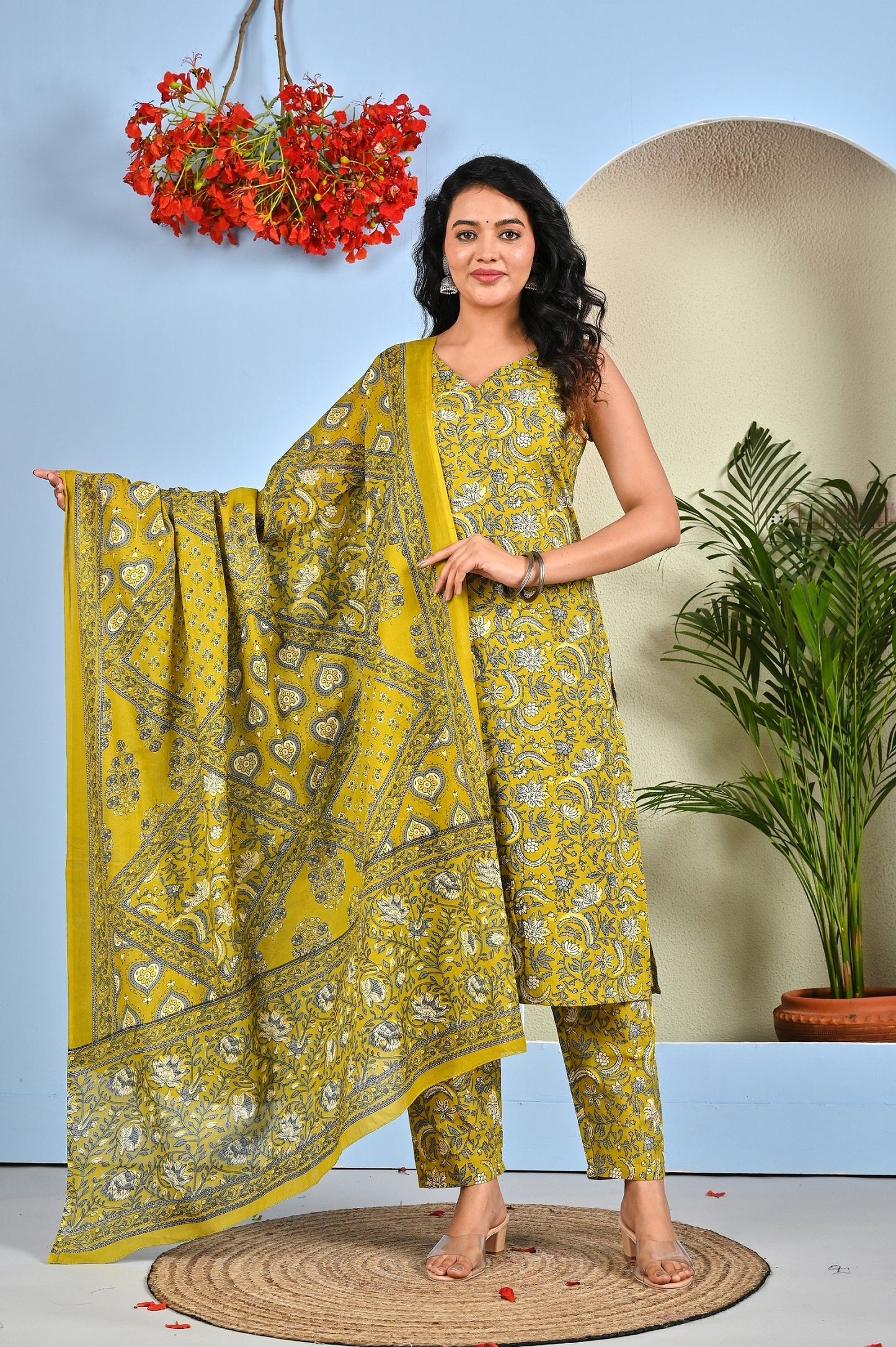 Floral Printed Kurta Set with Dupatta
