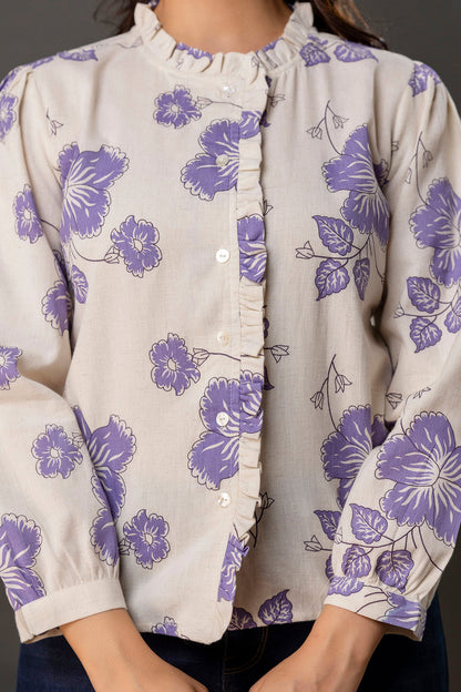 Off White Printed Top