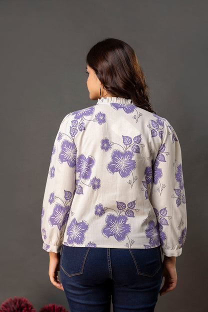 Off White Printed Top