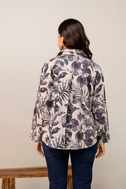 Beige Floral Printed Shirt