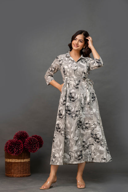 Grey Printed Dress