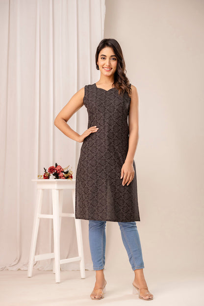Black Printed Kurta