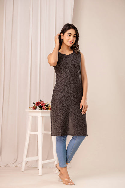 Black Printed Kurta