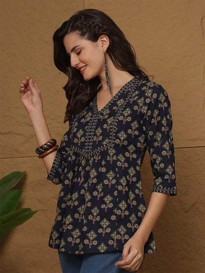 Blue Printed Top