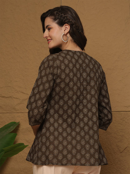 Brown Printed Top