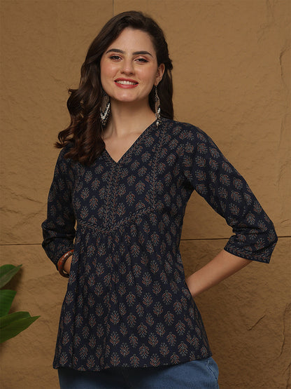 Blue Printed Top