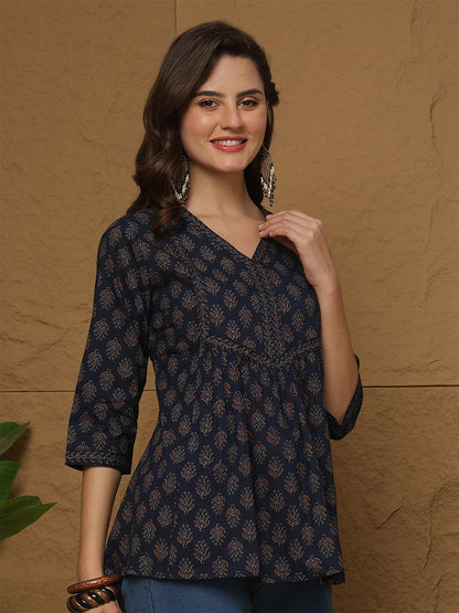 Blue Printed Top