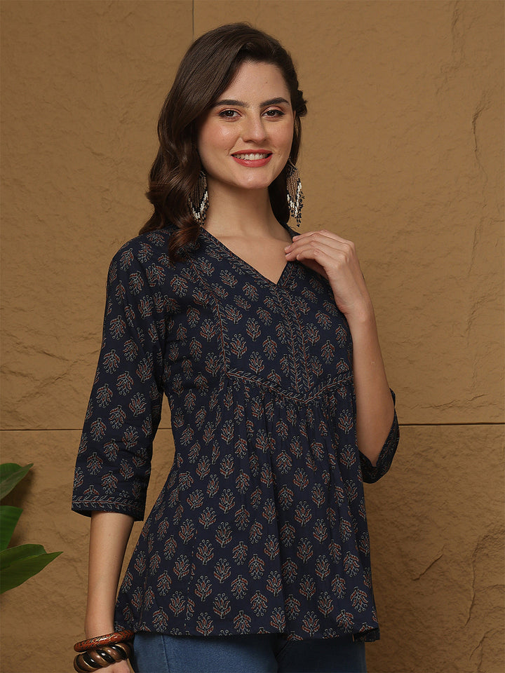 Blue Printed Top