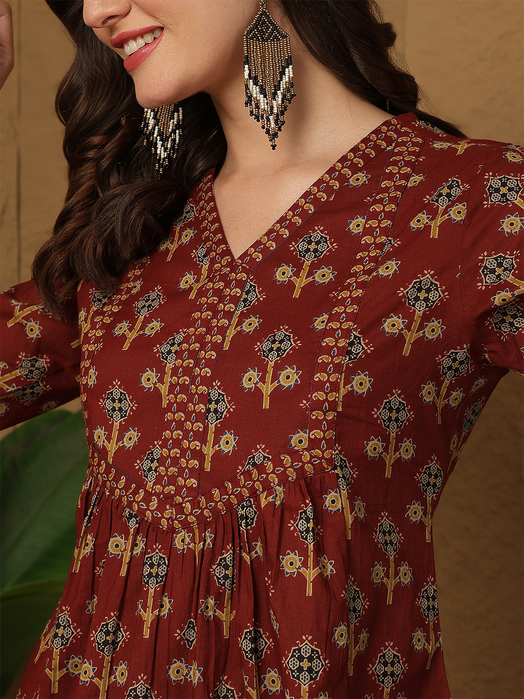 Maroon Printed Top