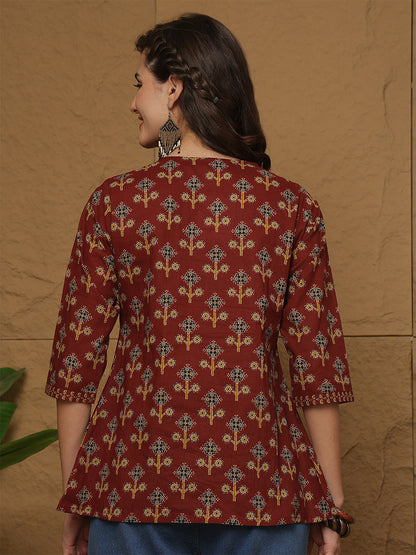 Maroon Printed Top
