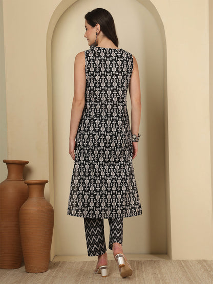 Black Printed Kurta Set