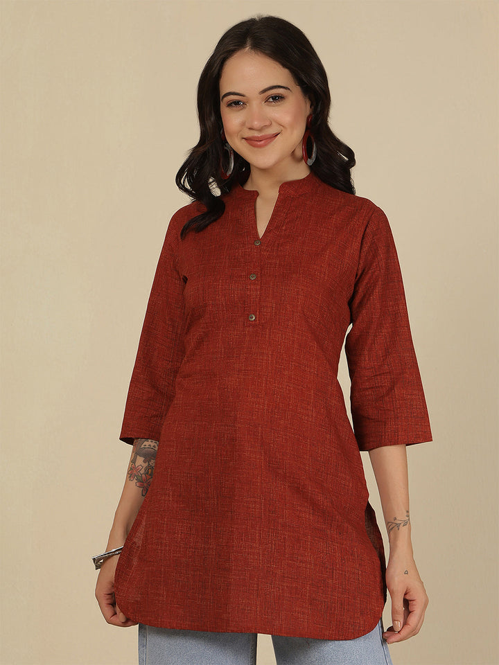 Maroon Solid Straight Tunic