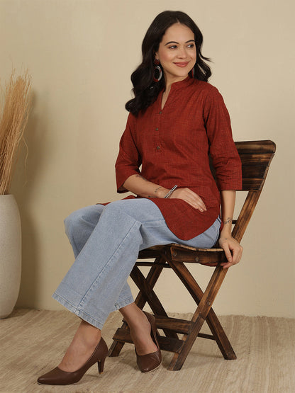 Maroon Solid Straight Tunic