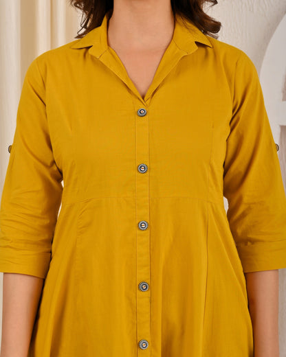 Yellow Solid Casual Wear Dress