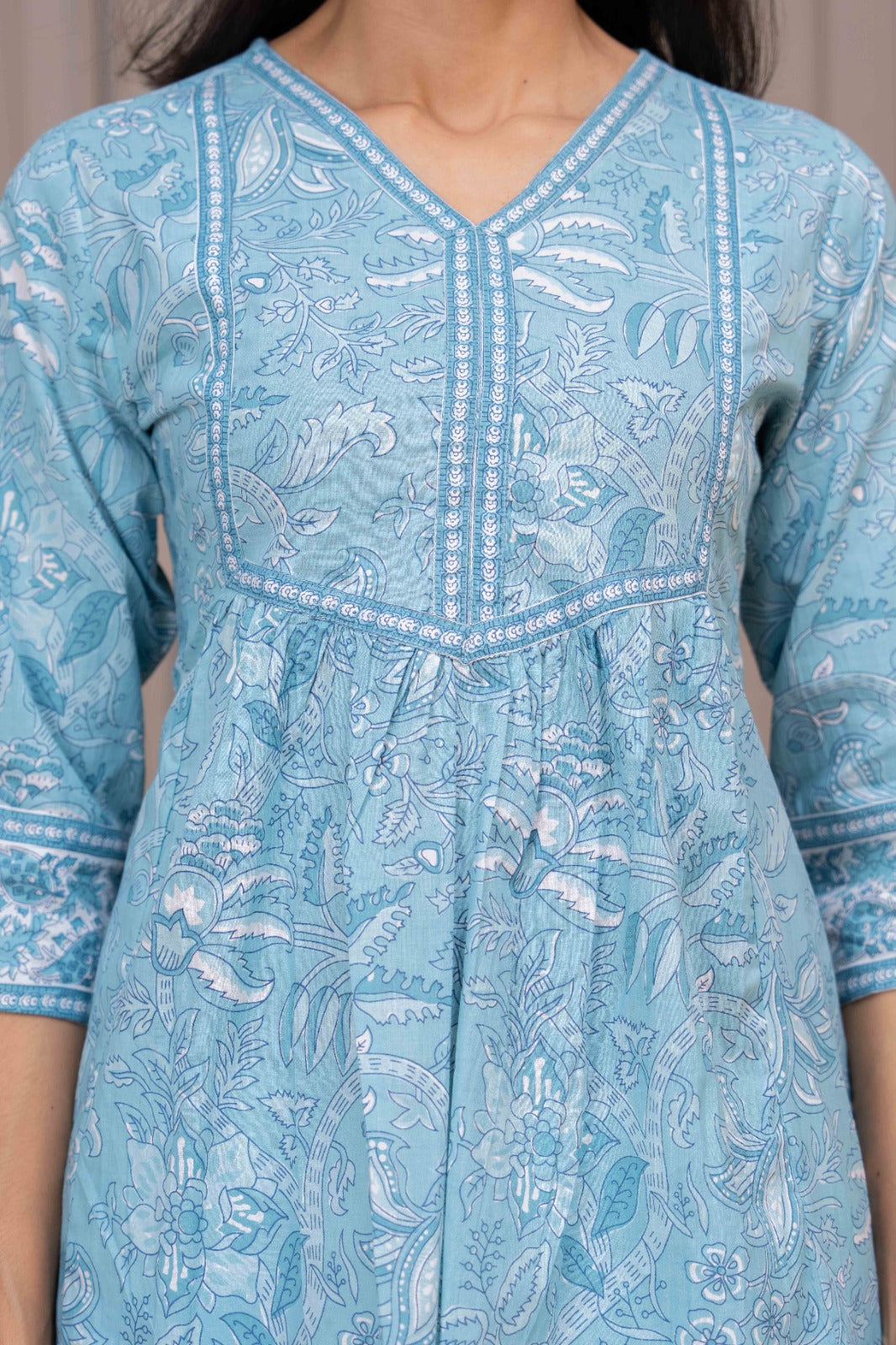 Sky Blue Printed Top