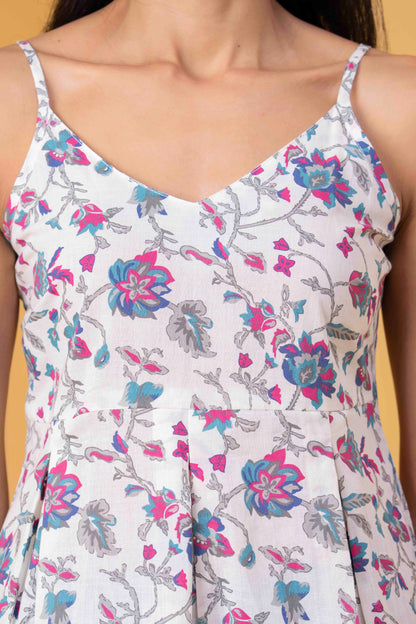 White Printed Sleeveless Top