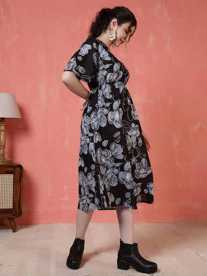 Black Floral Printed Dress