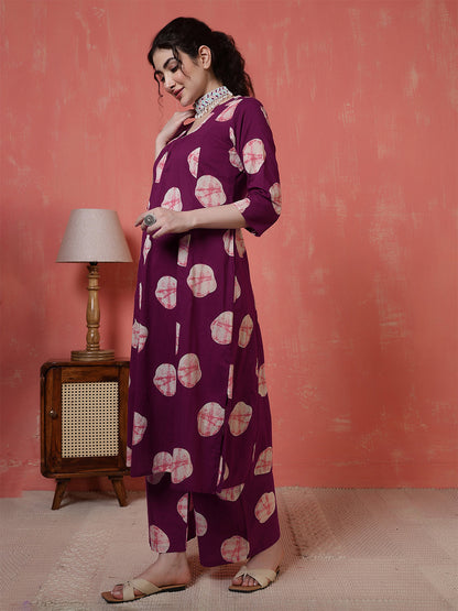 Maroon Printed Co-Ord Set