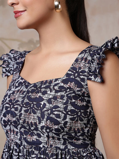Blue Printed Top