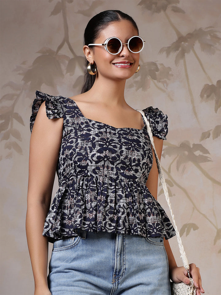 Nayo blue printed top – wholesale supplier