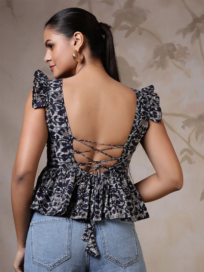 Blue Printed Top