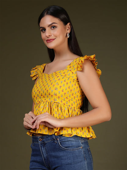 Yellow Printed Top