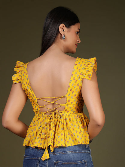 Yellow Printed Top