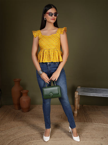 Yellow Printed Top