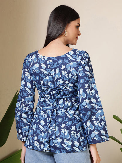 Blue Printed Straight Tunic