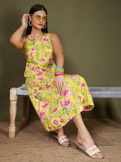 Yellow Printed Dress