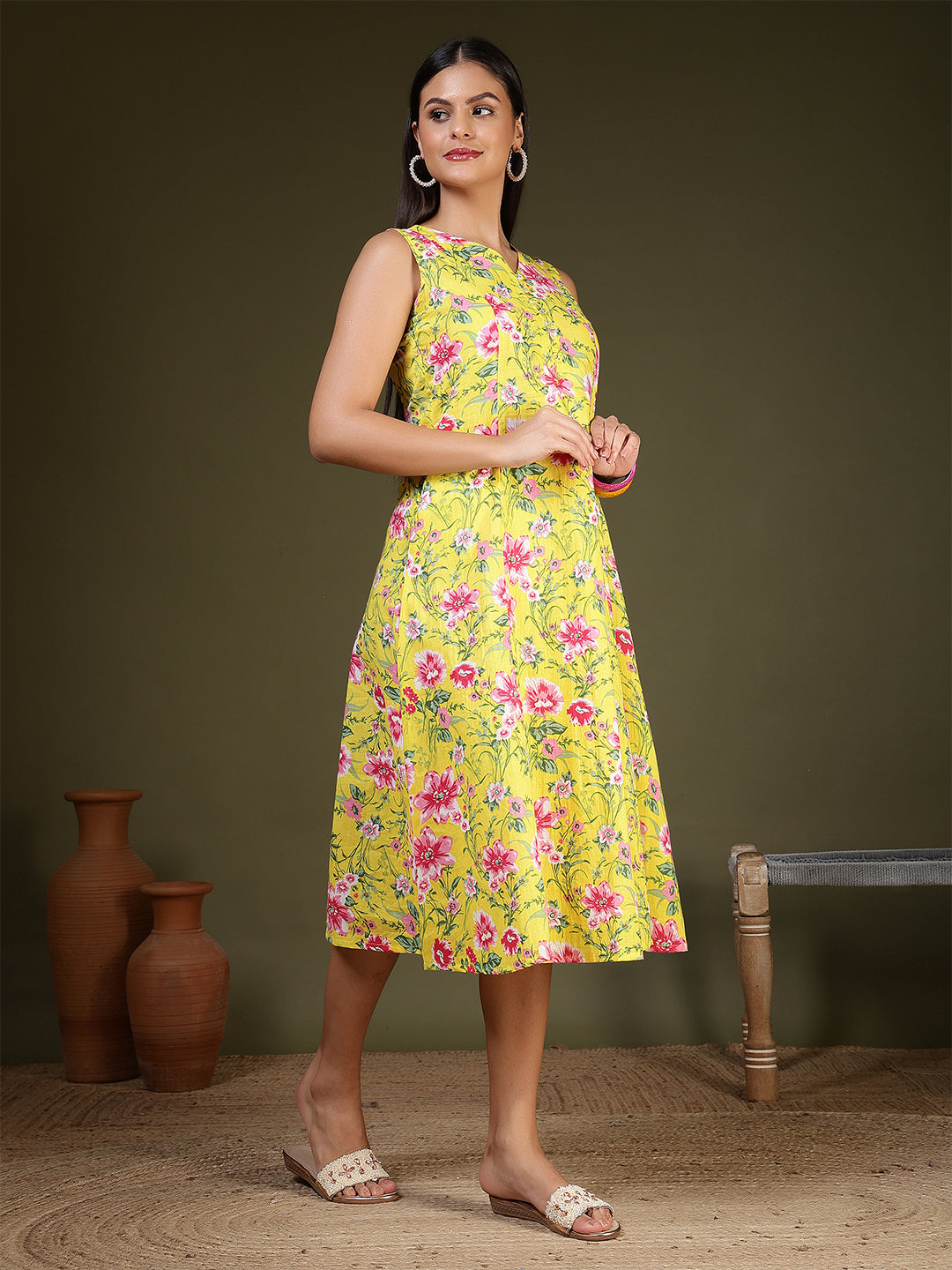 Yellow Printed Dress