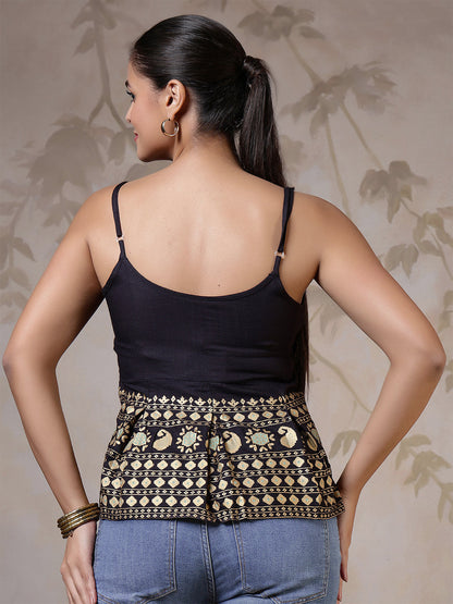 Black Printed Top